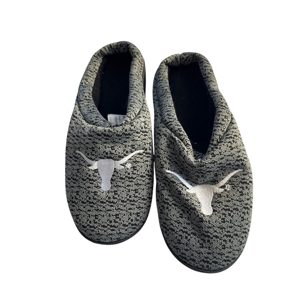 FOCO Texas Longhorns Slippers Men’s Medium Gray Knit House Shoes NCAA
